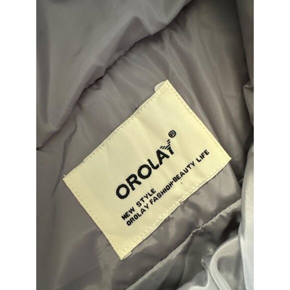 Orolay Gray Puffer Vest W/ Faux Fur Hood Zip & Snap Close Polyester Size 2X - Picture 6 of 7